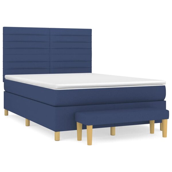 vidaXL Sommier à lattes de lit avec matelas Bleu 140x200 cm Tissu