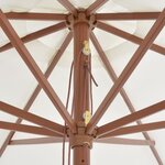 vidaXL Parasol d'extérieur avec mât en bois 350 cm Blanc sable
