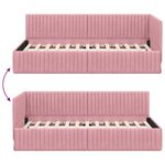 vidaXL Cadre de lit d'angle avec tête de lit Rose 100 x 200 cm Velours