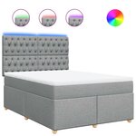 vidaXL Sommier à lattes de lit avec matelas Gris clair 140x190cm Tissu