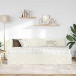 vidaXL Cadre de lit d'angle avec matelas Crème 90 x 200 cm Velours