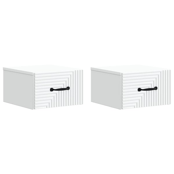 vidaXL Cabinet de chevet mural 2 Pièces Blanc 34 5 x 33 x 20 cm