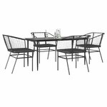 vidaXL Ensemble à manger de jardin et coussins 5 Pièces noir rotin verre