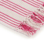 vidaXL Couverture coton à rayures 160x210 cm Rose et Blanc