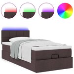 vidaXL Lit ottoman avec matelas et LED marron foncé 90x200 cm tissu