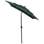 vidaXL Parasol de jardin à 3 niveaux avec mât en aluminium vert 2x2 m