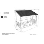 MALIA Lit cabane 90x200 avec toit noir