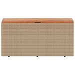 vidaXL Boîte de rangement de jardin beige résine tressée bois d'acacia