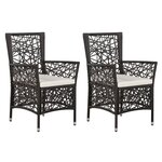 vidaXL Chaises d'extérieur 2 Pièces avec coussins Résine tressée Marron