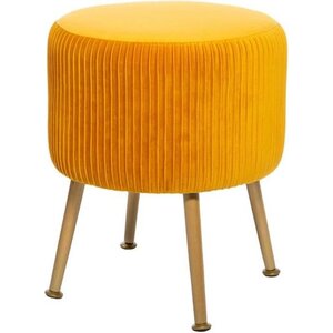 Pouf Design en Velours Solaro en MDF et métal - Jaune - D. 35 x H. 41 cm