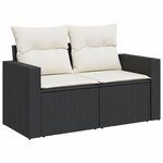 vidaXL Salon de jardin 5 Pièces avec coussins noir résine tressée