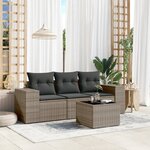 vidaXL Salon de jardin 4 Pièces avec coussins gris résine tressée
