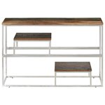 vidaXL Table console argenté inox et bois de récupération massif