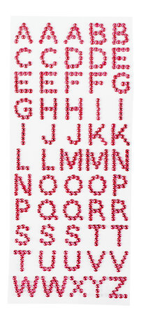 Stickers strass alphabet rose x 55 pièces