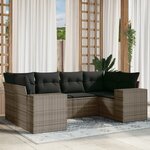 vidaXL Salon de jardin 6 Pièces avec coussins gris résine tressée