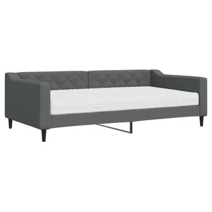 vidaXL Lit de jour avec matelas gris foncé 100x200 cm tissu