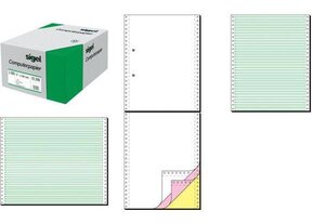 papier listing sans fin, 240 x 30,48 cm (12'), A4, double, blanc, 1000f SIGEL