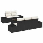 vidaXL Ensemble de canapé de jardin 6 Pièces Noir  Crème 55 x 55 x 37 cm
