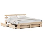 vidaXL Cadre de lit avec tiroir Marron 200 x 200 cm Bois massif en pin