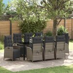 vidaXL Ensemble de salle à manger pour jardin 9 Pièces Gris polyrotin