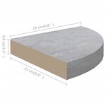 vidaXL Étagères d'angle murales 4 Pièces Gris béton 25x25x3 8 cm MDF