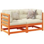 vidaXL Salon de jardin 2 Pièces avec coussins cire marron bois pin massif