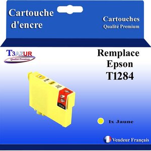 T3AZUR- Cartouche Compatible avec Epson T1284 remplace Epson Stylus Office BX305F BX305FW BX-305F BX-305FW Jaune
