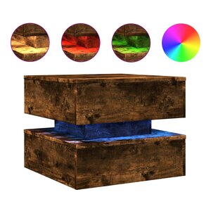 vidaXL Table basse avec lumières LED chêne fumé 50x50x40 cm
