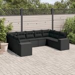vidaXL Salon de jardin 9 Pièces avec coussins noir résine tressée