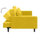 vidaXL Canapé-lit à 2 places avec deux oreillers Jaune Velours