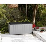 KETER Coffre de jardin avec assise 340L - Gris et anthracite