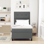 vidaXL Lit à ressorts avec matelas et LED Gris foncé 90x200 cm en Tissu