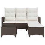 vidaXL Salon de jardin 3 Pièces avec coussins forme L marron polyrotin