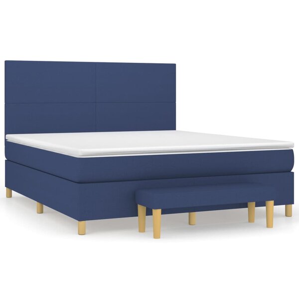 vidaXL Sommier à lattes de lit avec matelas Bleu 160x200 cm Tissu