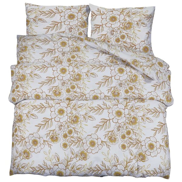 vidaXL Ensemble de housse de couette blanc et marron 260x240 cm Coton