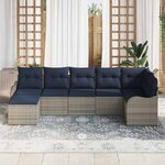 vidaXL Ensemble de canapé de jardin 7 Pièces Gris polyrotin