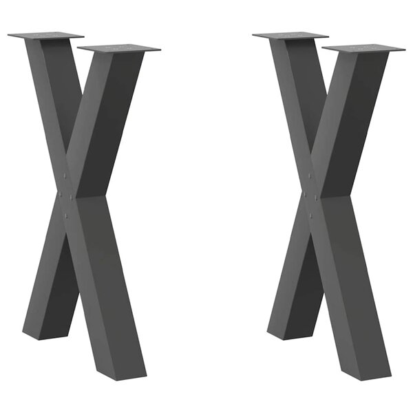 vidaXL Pieds de table à manger en forme de X  2 pièces  anthracite  60 x (72-73) cm  acier
