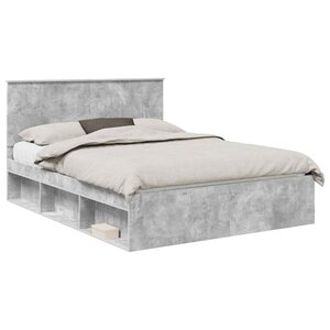 vidaXL Cadre de lit Gris Béton 150 x 200 cm Bois de pin massif