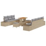 Ensemble de 10 pièces de Sofa de Jardin avec Coussins Beige Poly Rattan Acacia