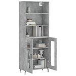 vidaXL Buffet haut Gris béton 69 5x34x180 cm Bois d'ingénierie