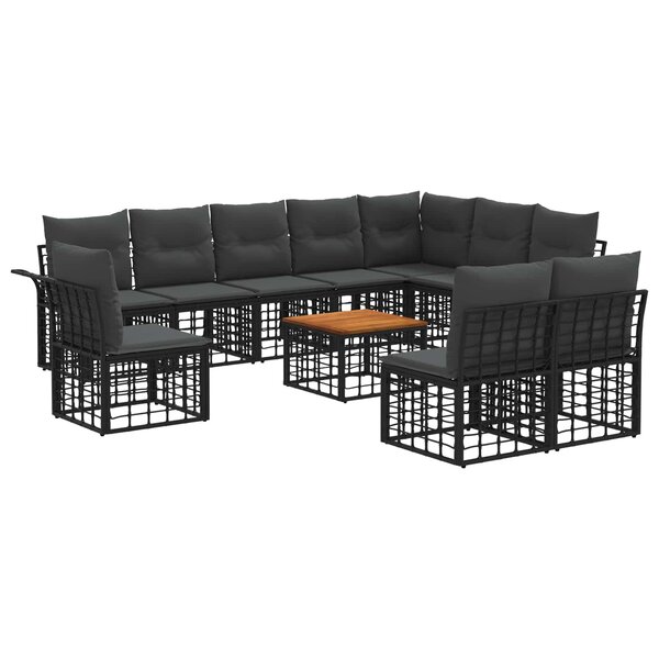 vidaXL Ensemble de canapés d'extérieur 11 pc Noir et Gris foncé