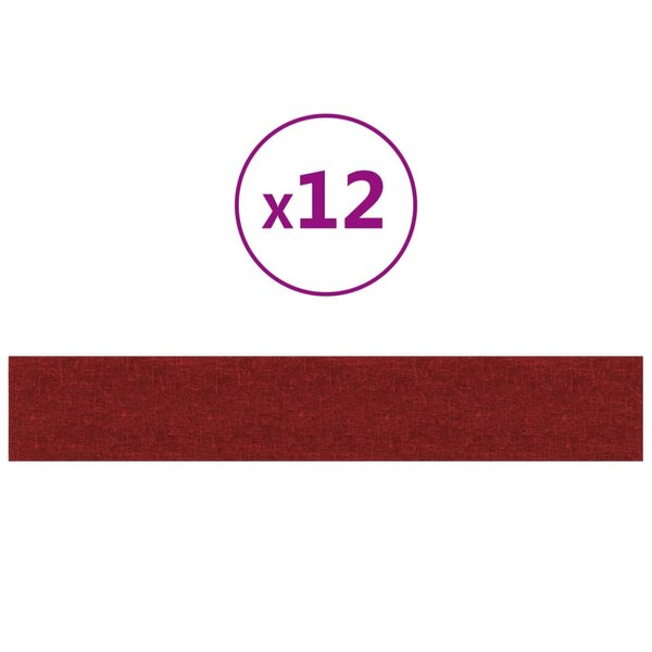 vidaXL Panneaux muraux 12 Pièces Rouge bordeaux 90x15 cm Tissu 1 62 m²