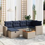 vidaXL Salon de jardin 7 Pièces avec coussins gris résine tressée