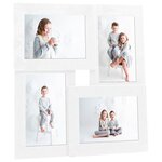 vidaXL Collage de cadres photo pour photo de 4x(13x18 cm) Blanc MDF
