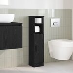 vidaXL Meuble de salle de bain avec porte-rouleau noir 20 5x22x90 cm