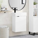 vidaXL Meuble de salle de bain avec robinet Blanc 45 5 x 22 5 x 84 cm