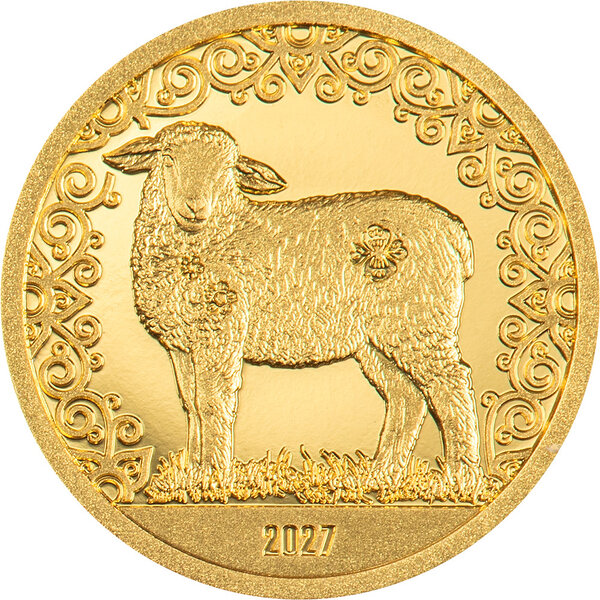 Monnaie FLUFFY SHEEP Lunar Year Or 1000 Togorog Mongolia 2027