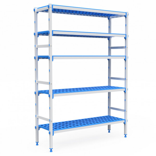 Rayonnage aluminium 5 niveaux compatible bac gn 2/3 - l 2060 à 3265 mm - pujadas -  - aluminium2170 mm x385x1750mm