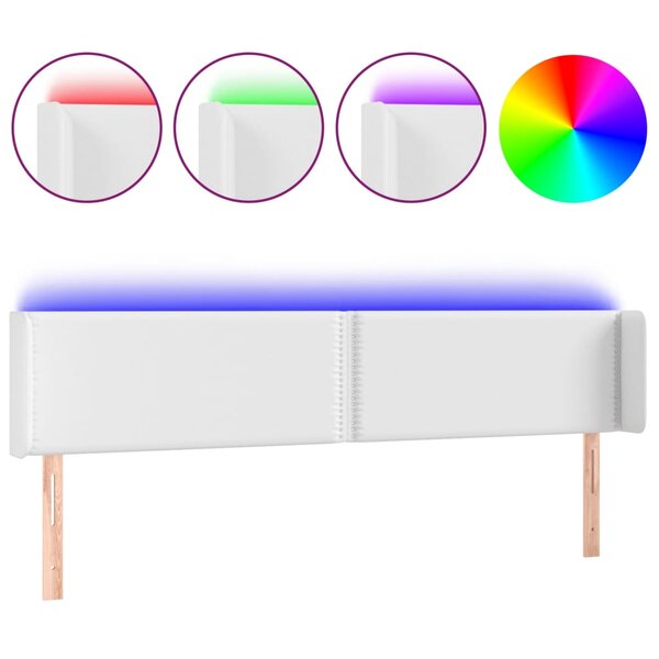 vidaXL Tête de lit à LED Blanc 163x16x78/88 cm Similicuir