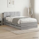 vidaXL Cadre de lit avec rangement Sonoma gris 90 x 200 cm